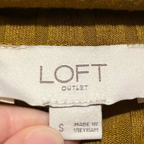 Loft Womens Sleeveless Sweater Size S Mustard Yellow Lagenlook Asymmetrical Cowl - Picture 5 of 6